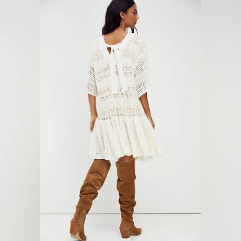 Free People Sistine Mini White Crochet Dress size XS - Picture 3 of 5